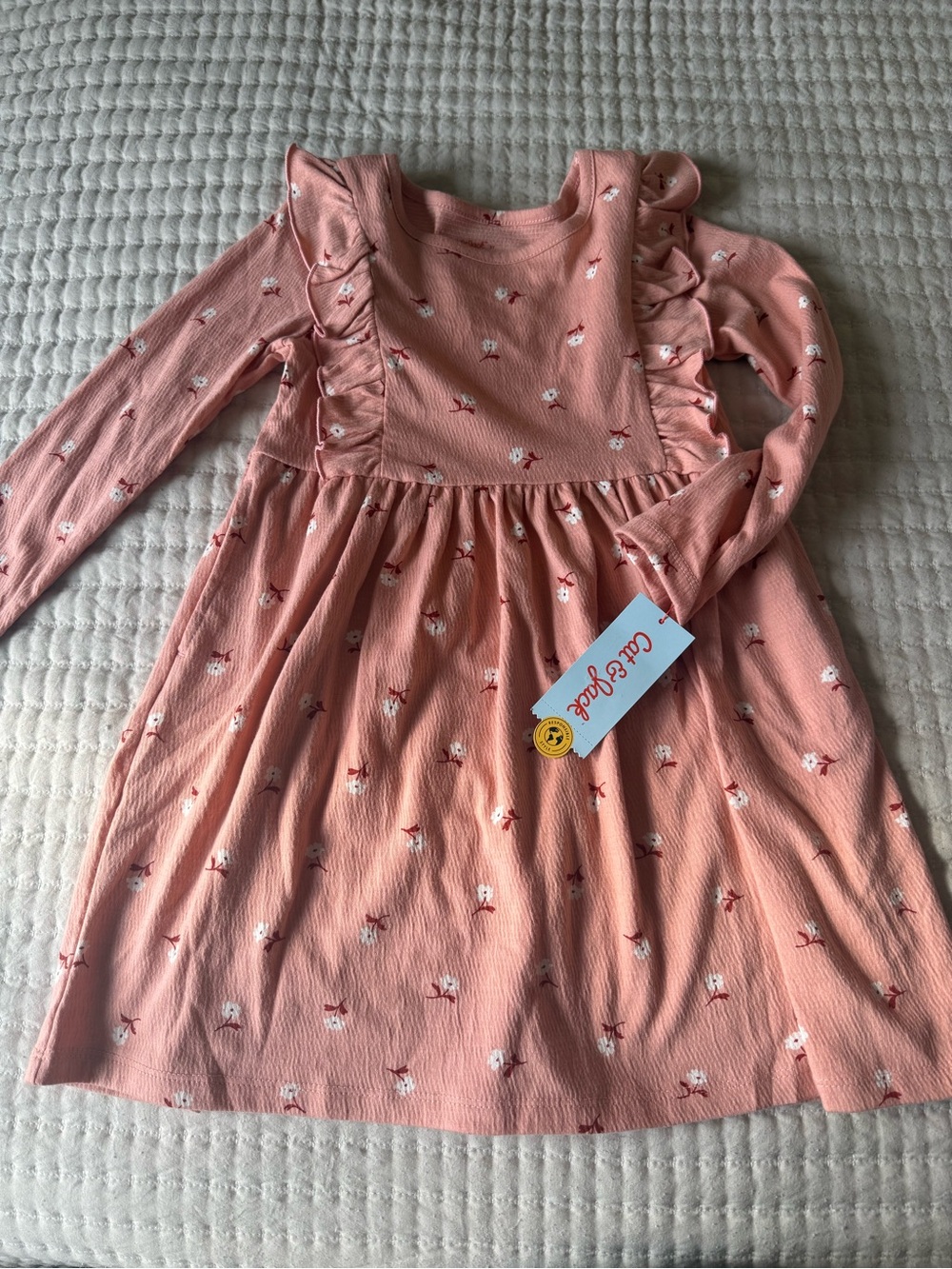 Cat & Jack Pink Floral Ruffle Long-Sleeve Dress